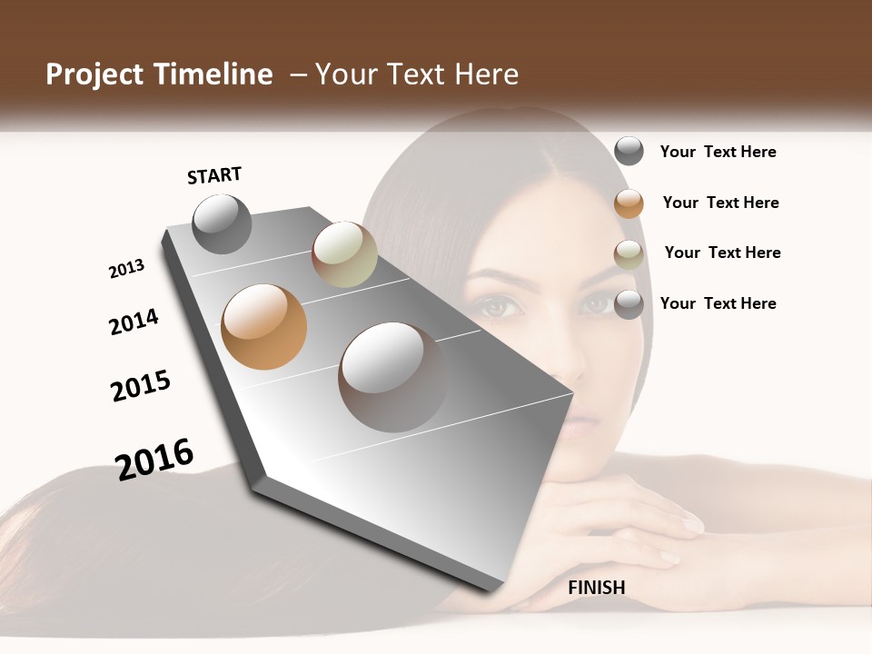 A Woman With Long Brown Hair Is Shown In This Powerpoint Presentation PowerPoint Template