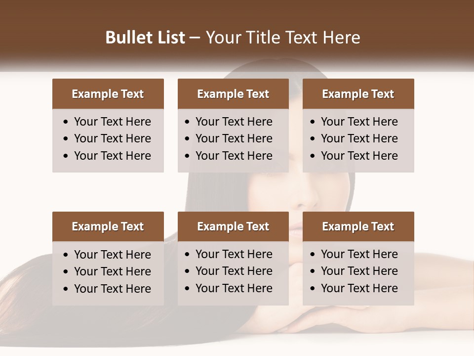 A Woman With Long Brown Hair Is Shown In This Powerpoint Presentation PowerPoint Template