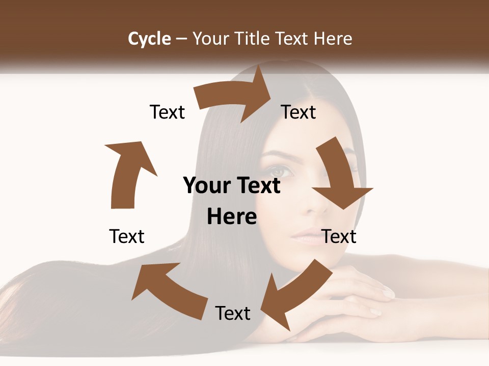 A Woman With Long Brown Hair Is Shown In This Powerpoint Presentation PowerPoint Template