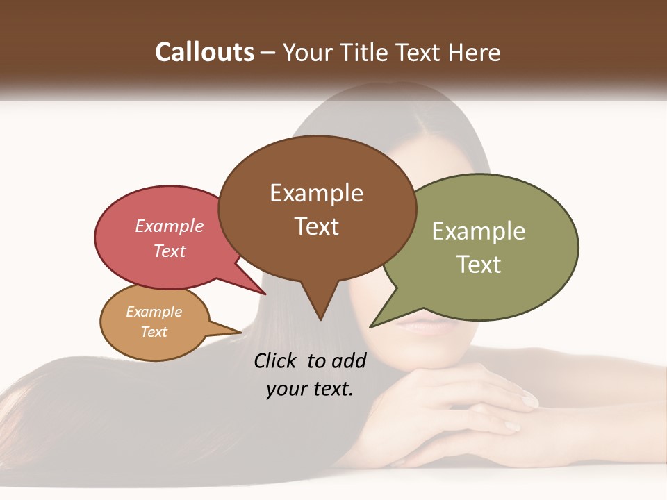 A Woman With Long Brown Hair Is Shown In This Powerpoint Presentation PowerPoint Template