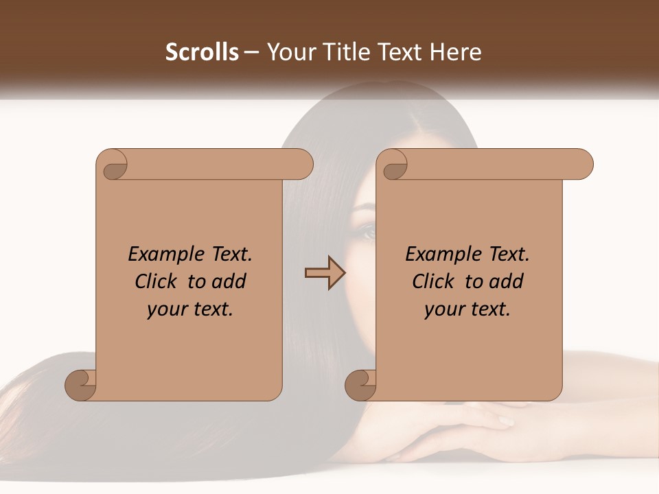 A Woman With Long Brown Hair Is Shown In This Powerpoint Presentation PowerPoint Template