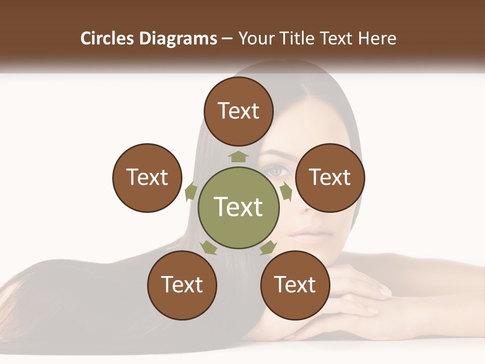 A Woman With Long Brown Hair Is Shown In This Powerpoint Presentation PowerPoint Template