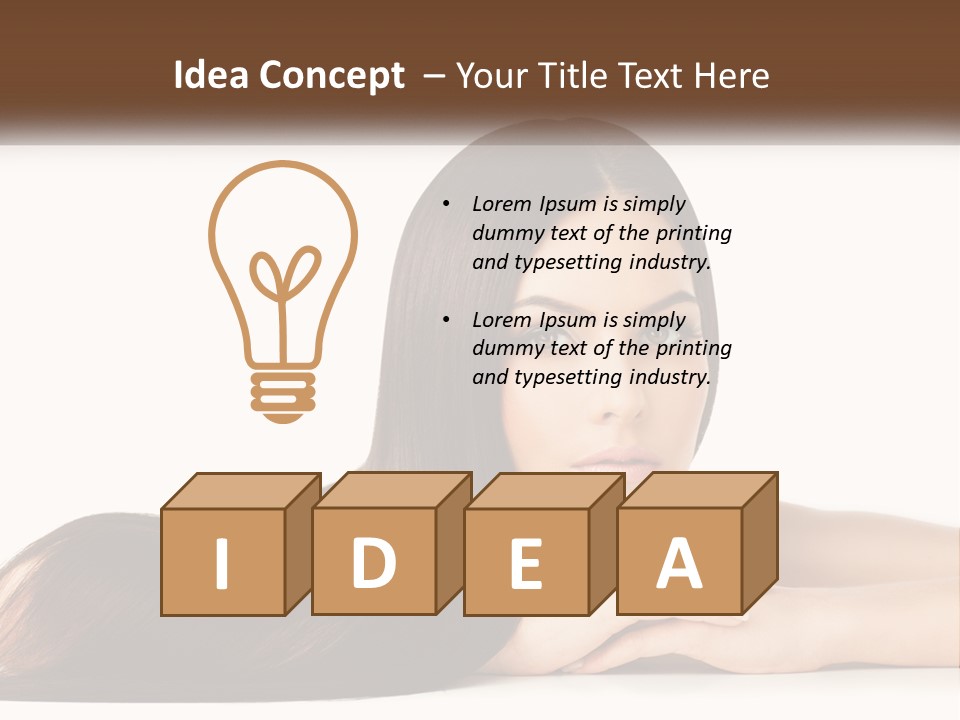 A Woman With Long Brown Hair Is Shown In This Powerpoint Presentation PowerPoint Template