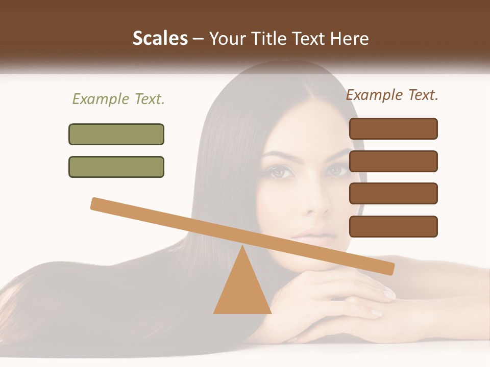 A Woman With Long Brown Hair Is Shown In This Powerpoint Presentation PowerPoint Template
