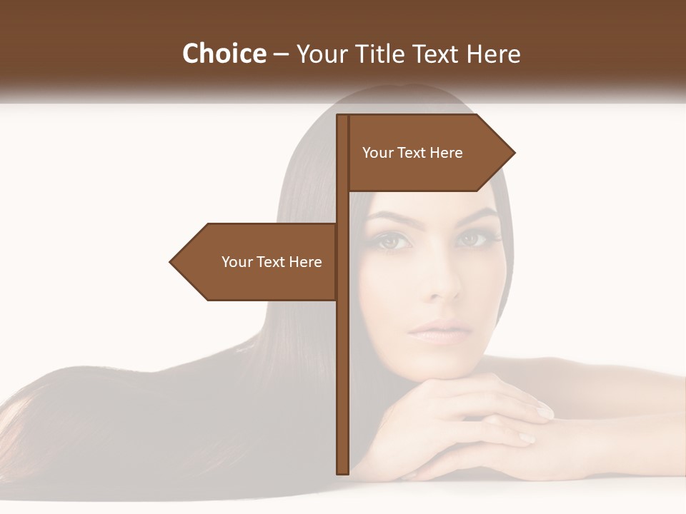 A Woman With Long Brown Hair Is Shown In This Powerpoint Presentation PowerPoint Template