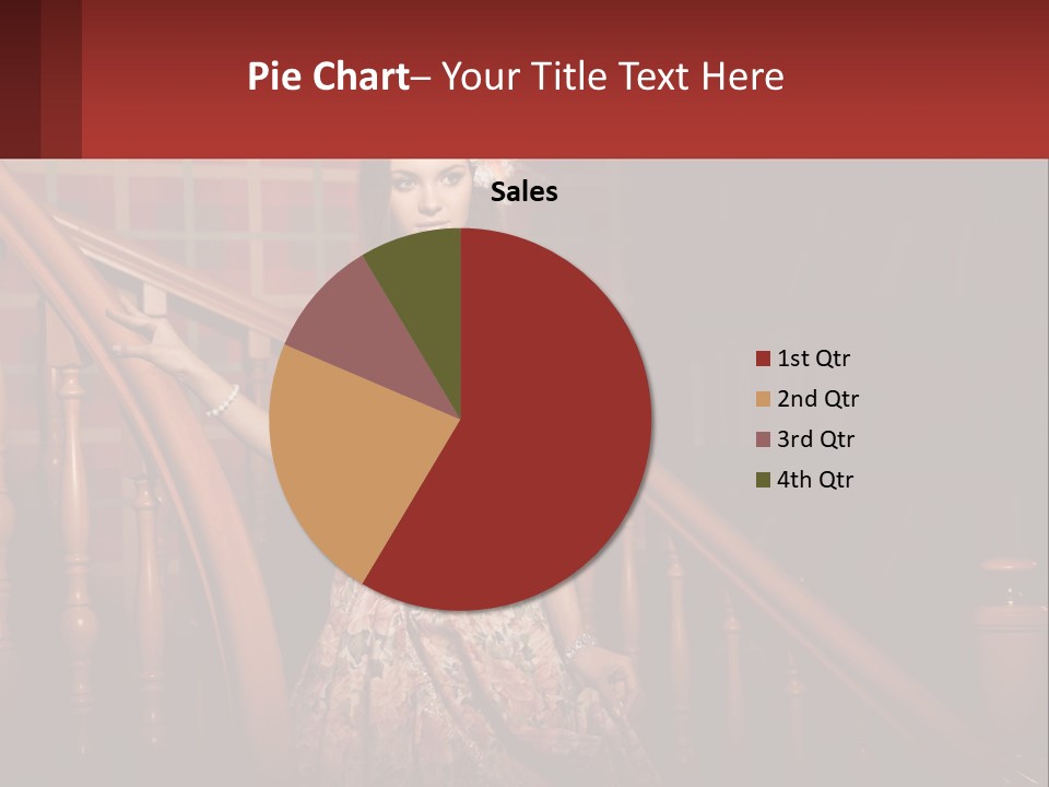A Woman In A Dress Standing On A Stair Case PowerPoint Template