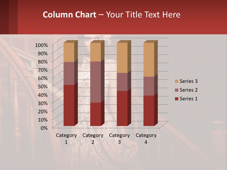 A Woman In A Dress Standing On A Stair Case PowerPoint Template