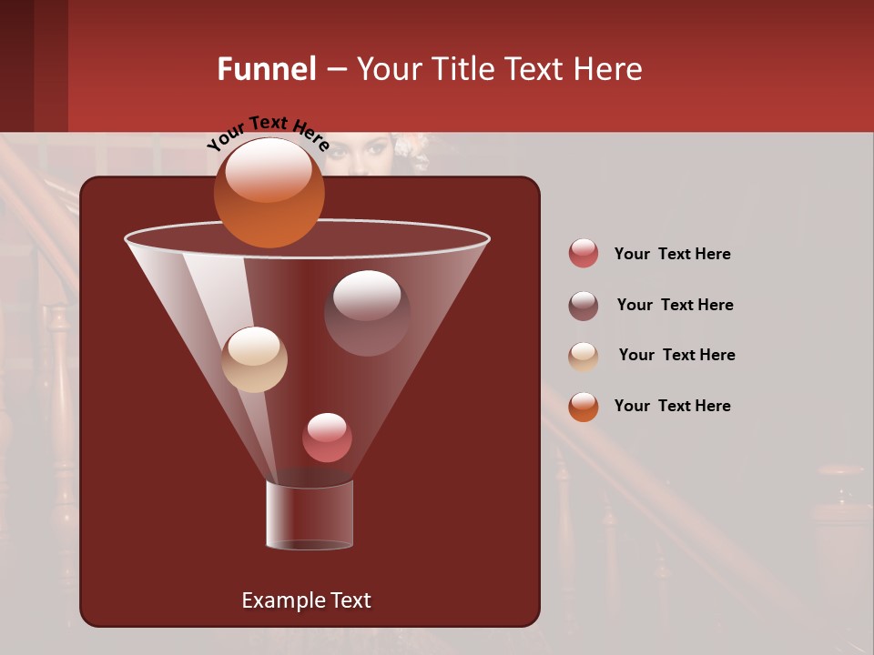 A Woman In A Dress Standing On A Stair Case PowerPoint Template