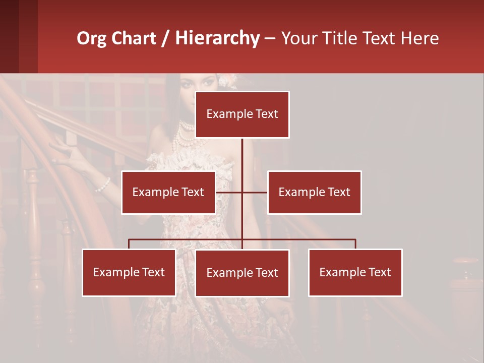 A Woman In A Dress Standing On A Stair Case PowerPoint Template