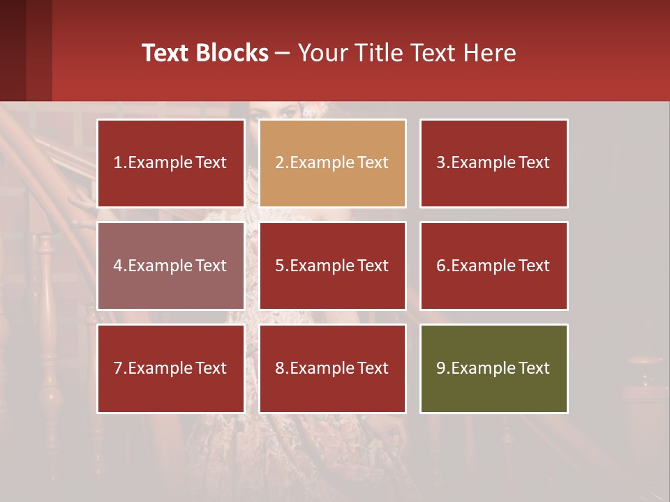 A Woman In A Dress Standing On A Stair Case PowerPoint Template