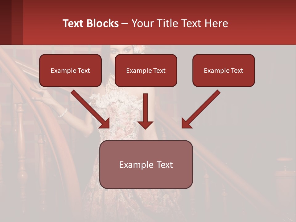 A Woman In A Dress Standing On A Stair Case PowerPoint Template