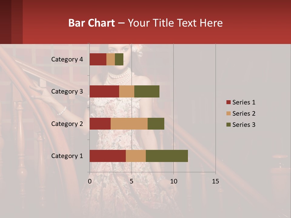 A Woman In A Dress Standing On A Stair Case PowerPoint Template