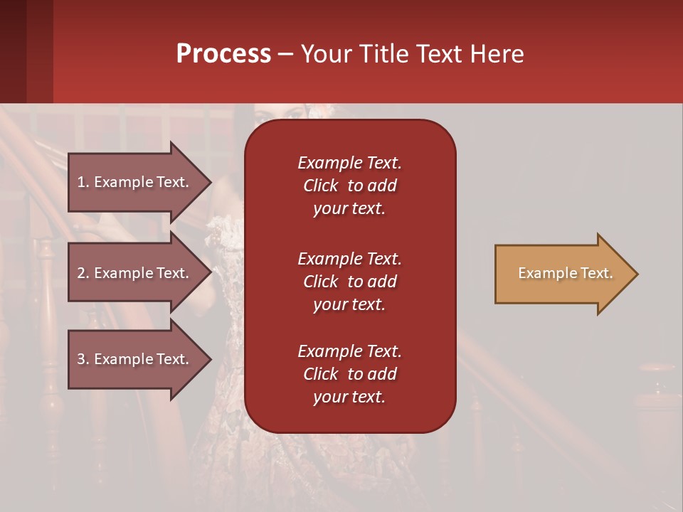 A Woman In A Dress Standing On A Stair Case PowerPoint Template