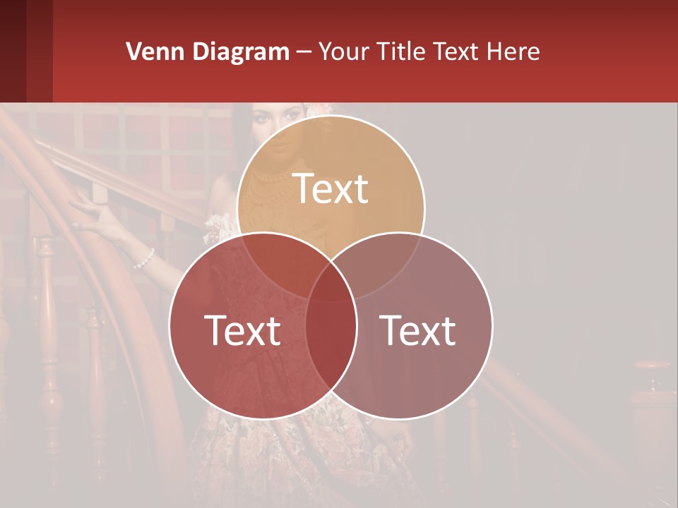 A Woman In A Dress Standing On A Stair Case PowerPoint Template