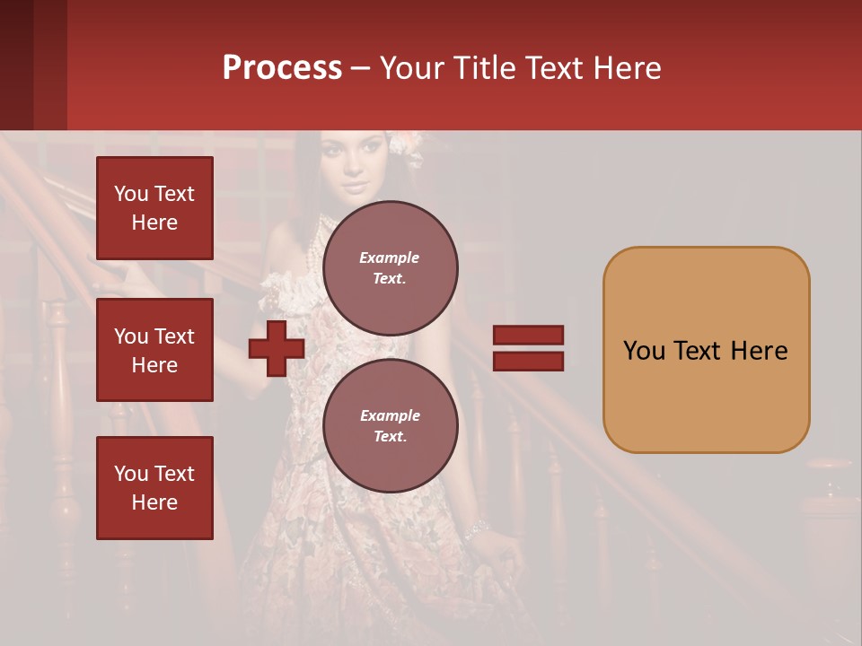 A Woman In A Dress Standing On A Stair Case PowerPoint Template