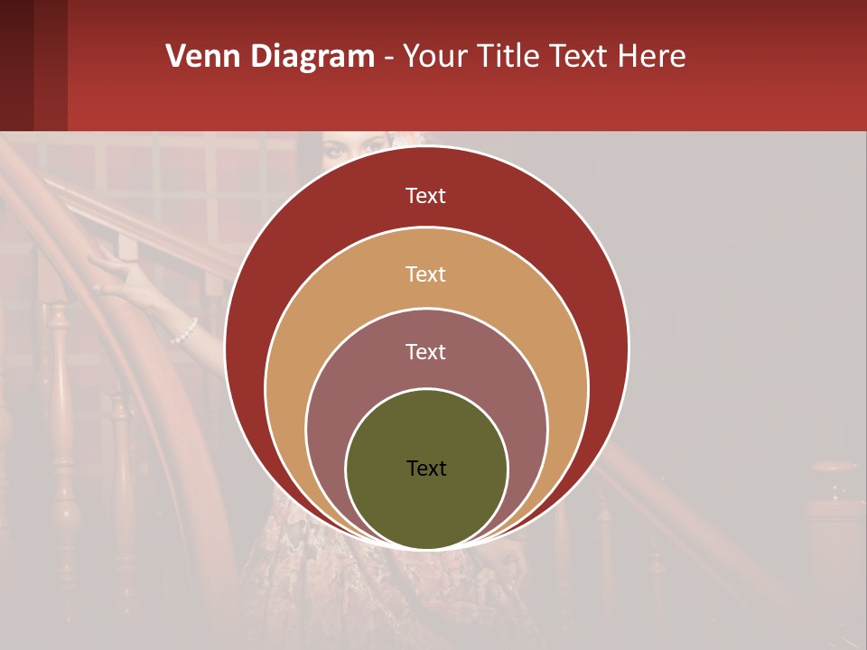 A Woman In A Dress Standing On A Stair Case PowerPoint Template