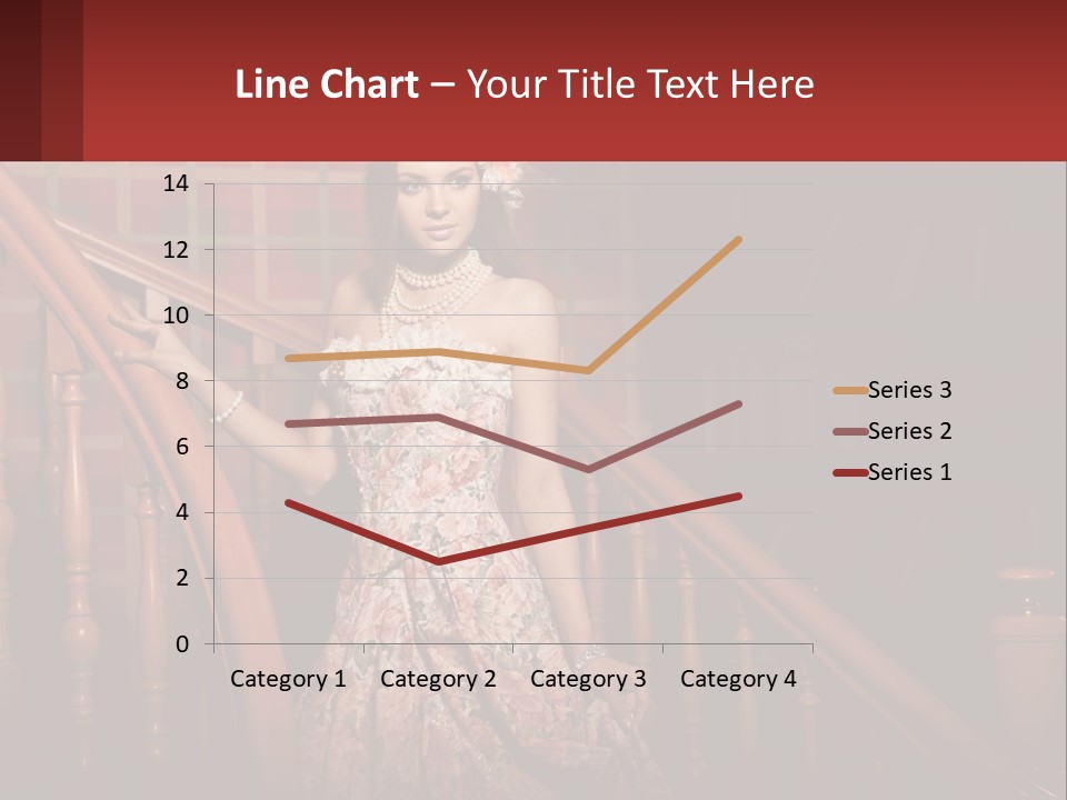 A Woman In A Dress Standing On A Stair Case PowerPoint Template