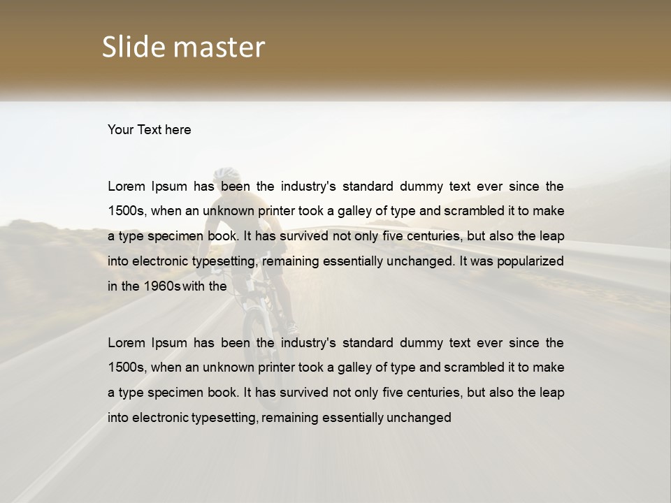 A Man Riding A Bike Down A Road PowerPoint Template