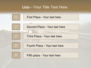 A Man Riding A Bike Down A Road PowerPoint Template