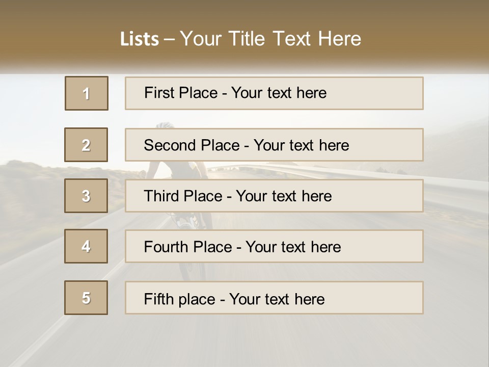 A Man Riding A Bike Down A Road PowerPoint Template