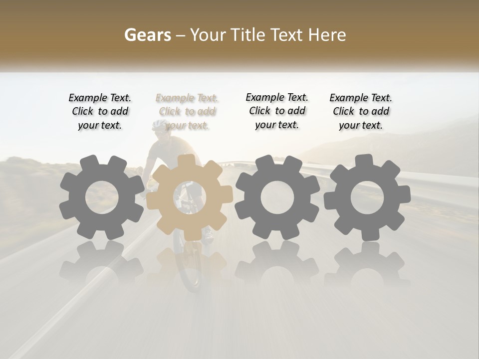 A Man Riding A Bike Down A Road PowerPoint Template