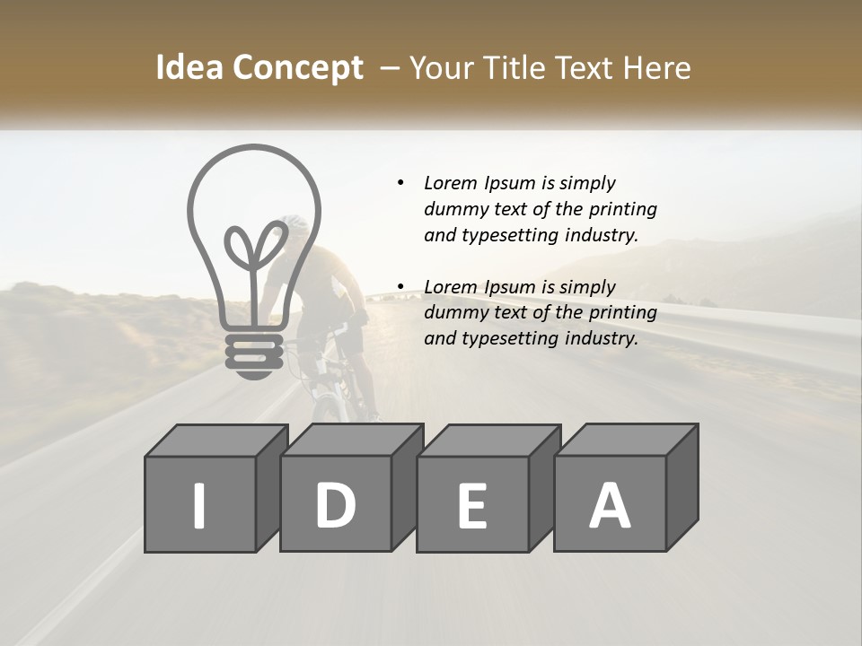 A Man Riding A Bike Down A Road PowerPoint Template