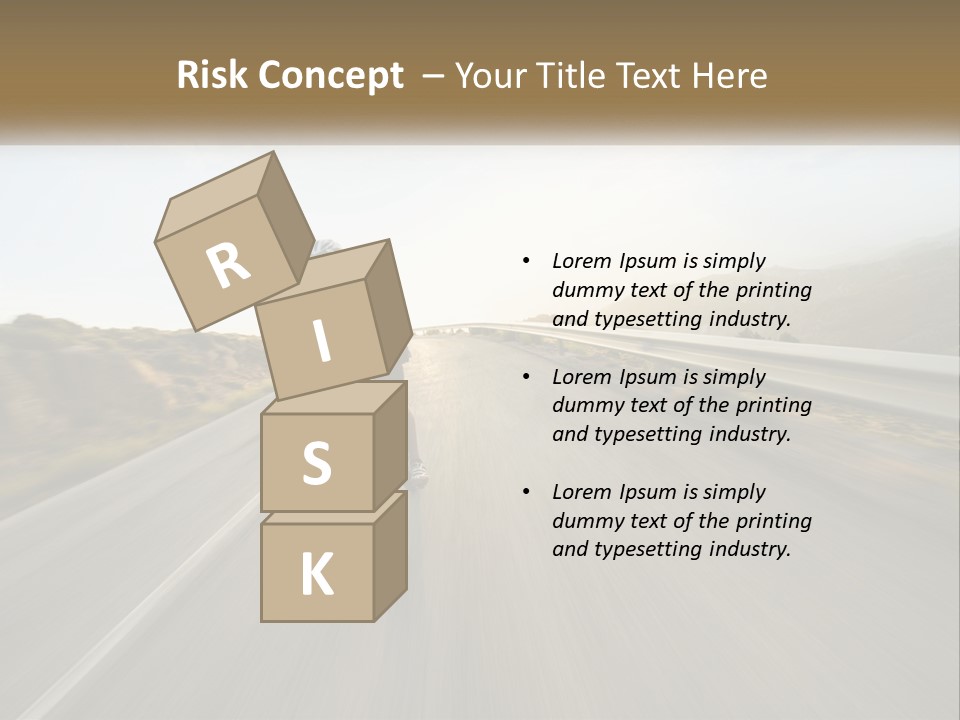 A Man Riding A Bike Down A Road PowerPoint Template