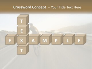 A Man Riding A Bike Down A Road PowerPoint Template