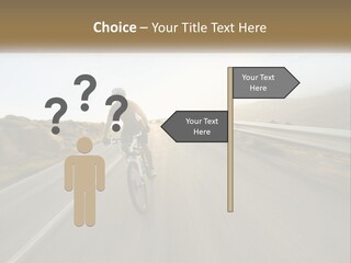 A Man Riding A Bike Down A Road PowerPoint Template