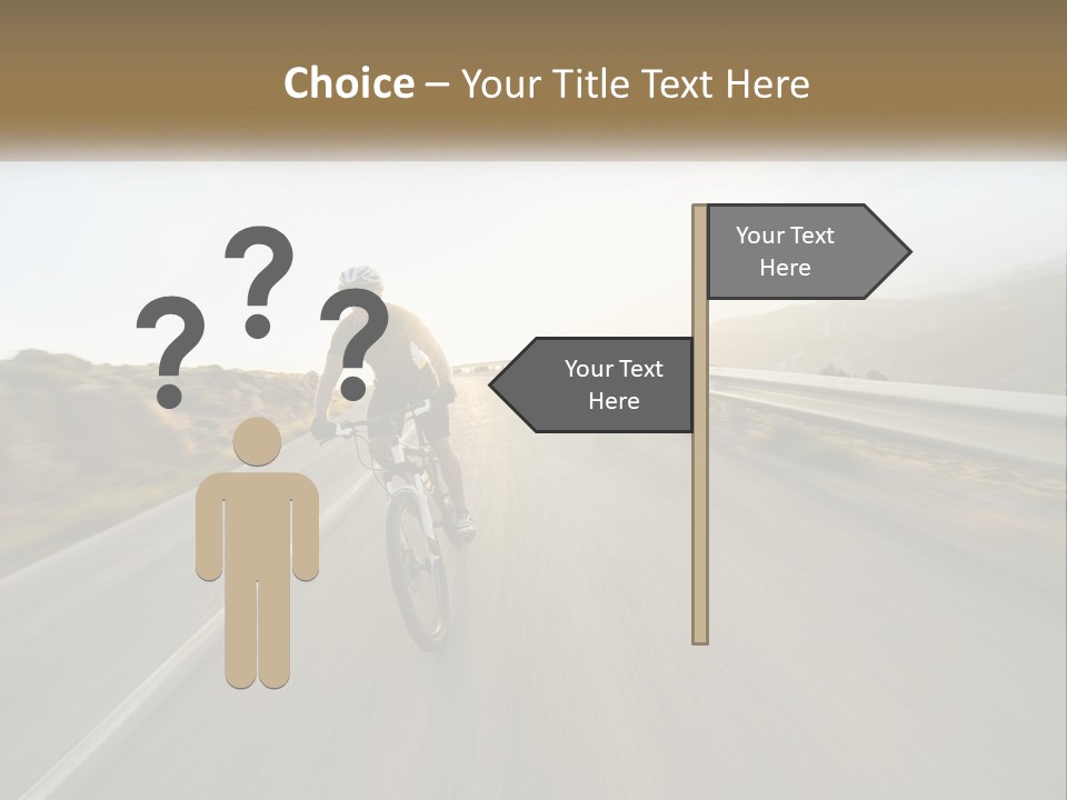 A Man Riding A Bike Down A Road PowerPoint Template