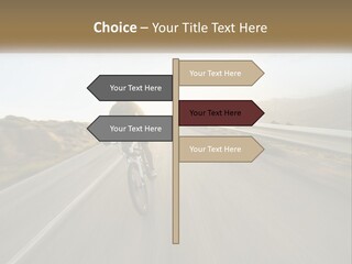 A Man Riding A Bike Down A Road PowerPoint Template