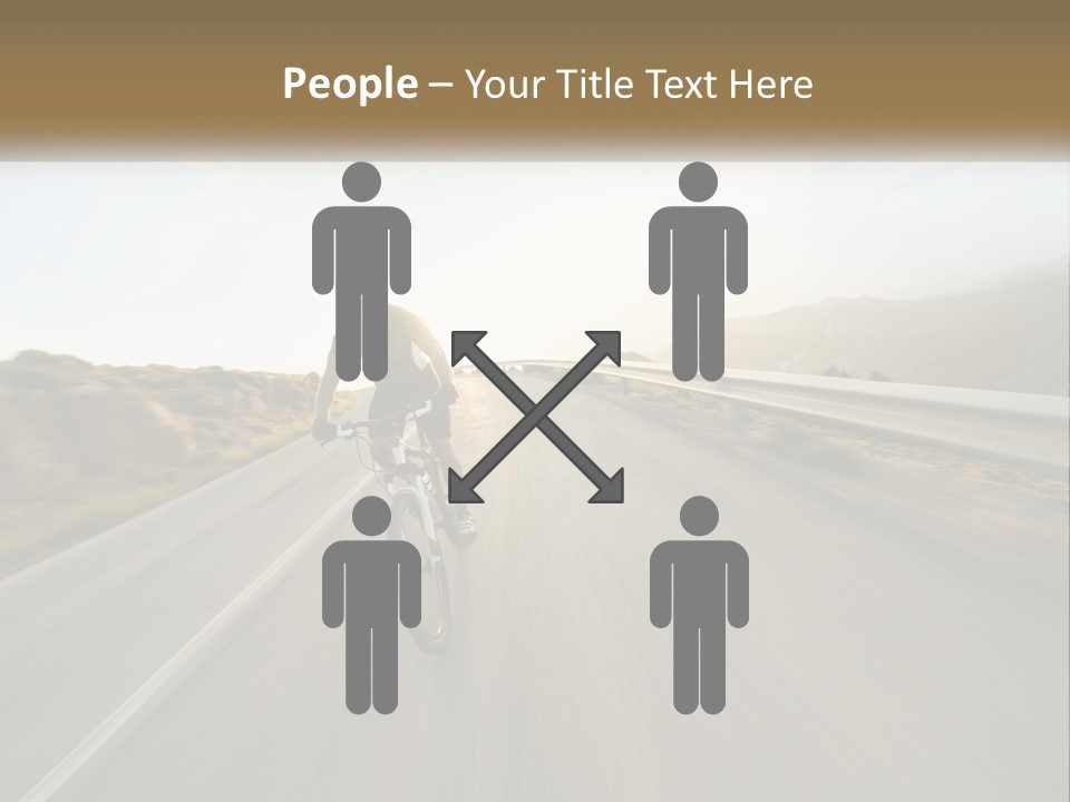 A Man Riding A Bike Down A Road PowerPoint Template