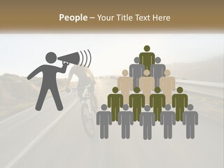 A Man Riding A Bike Down A Road PowerPoint Template