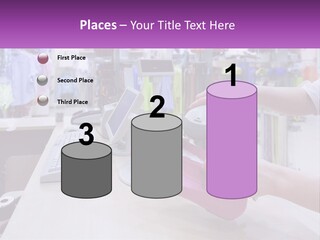 A Person Holding A Pink Object In Front Of A Computer PowerPoint Template