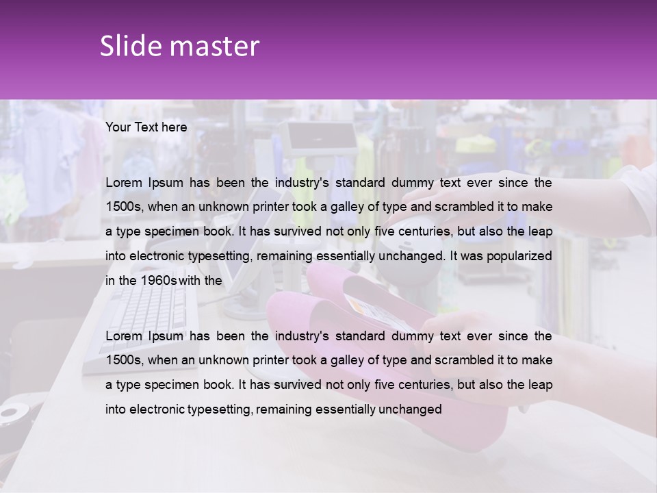 A Person Holding A Pink Object In Front Of A Computer PowerPoint Template