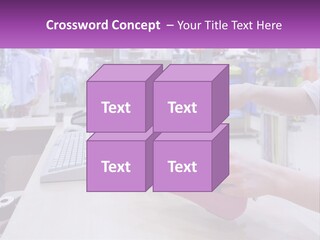 A Person Holding A Pink Object In Front Of A Computer PowerPoint Template