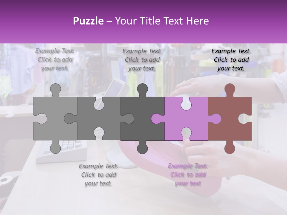 A Person Holding A Pink Object In Front Of A Computer PowerPoint Template