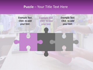 A Person Holding A Pink Object In Front Of A Computer PowerPoint Template