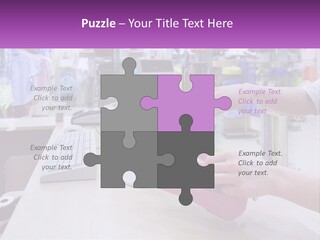 A Person Holding A Pink Object In Front Of A Computer PowerPoint Template