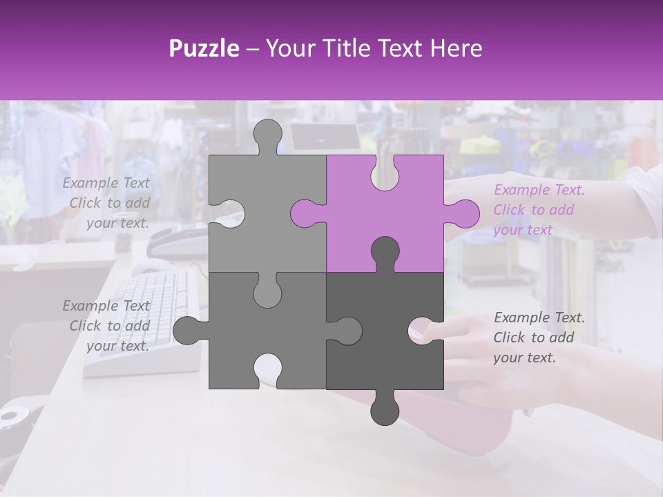 A Person Holding A Pink Object In Front Of A Computer PowerPoint Template