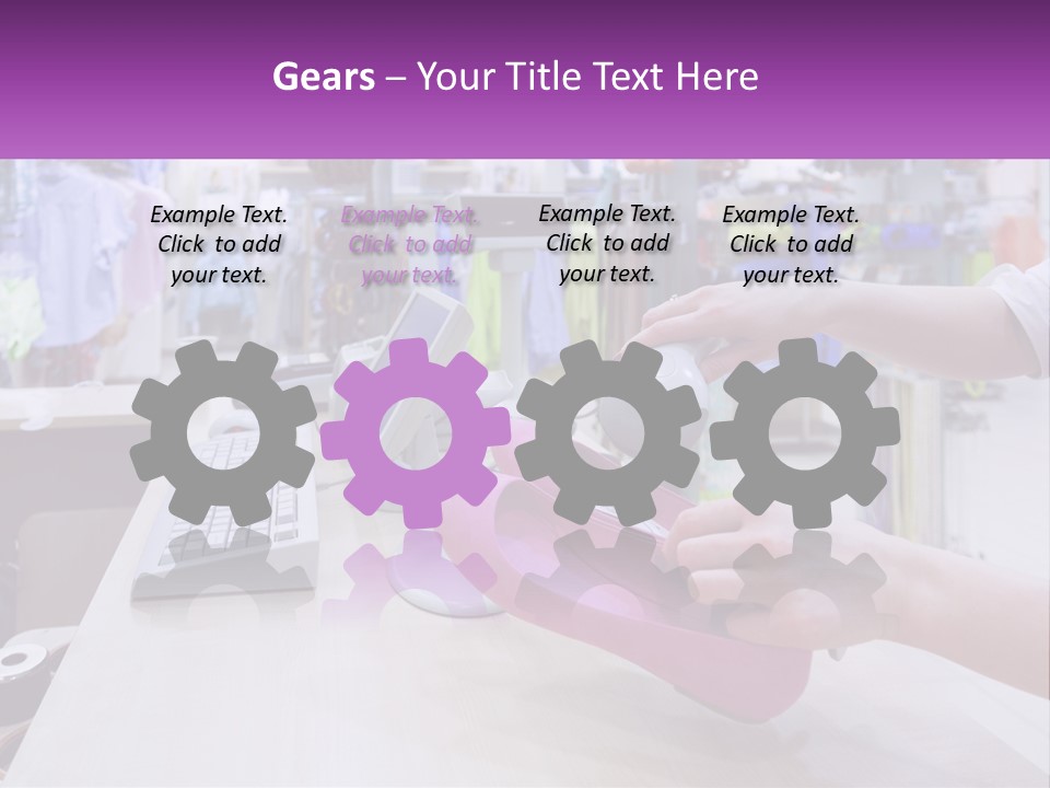 A Person Holding A Pink Object In Front Of A Computer PowerPoint Template