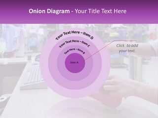 A Person Holding A Pink Object In Front Of A Computer PowerPoint Template