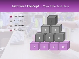 A Person Holding A Pink Object In Front Of A Computer PowerPoint Template