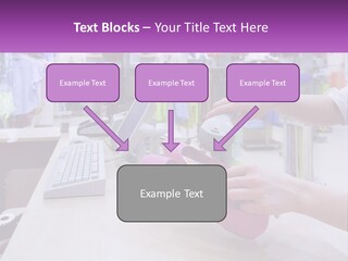 A Person Holding A Pink Object In Front Of A Computer PowerPoint Template