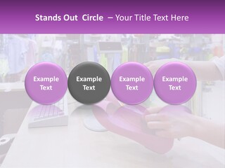 A Person Holding A Pink Object In Front Of A Computer PowerPoint Template