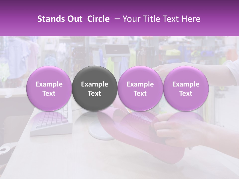 A Person Holding A Pink Object In Front Of A Computer PowerPoint Template