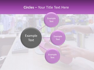 A Person Holding A Pink Object In Front Of A Computer PowerPoint Template