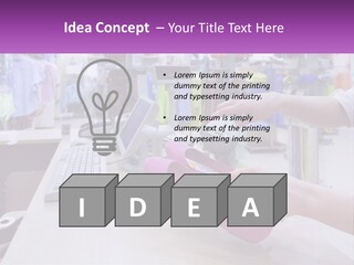 A Person Holding A Pink Object In Front Of A Computer PowerPoint Template