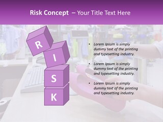 A Person Holding A Pink Object In Front Of A Computer PowerPoint Template