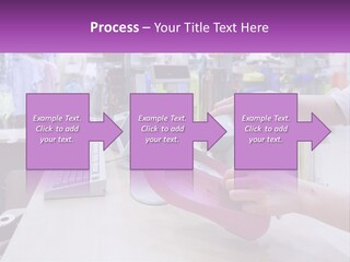 A Person Holding A Pink Object In Front Of A Computer PowerPoint Template